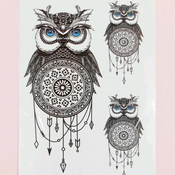 Owl Mandala Temporary Tattoos - Picture 2 of 4